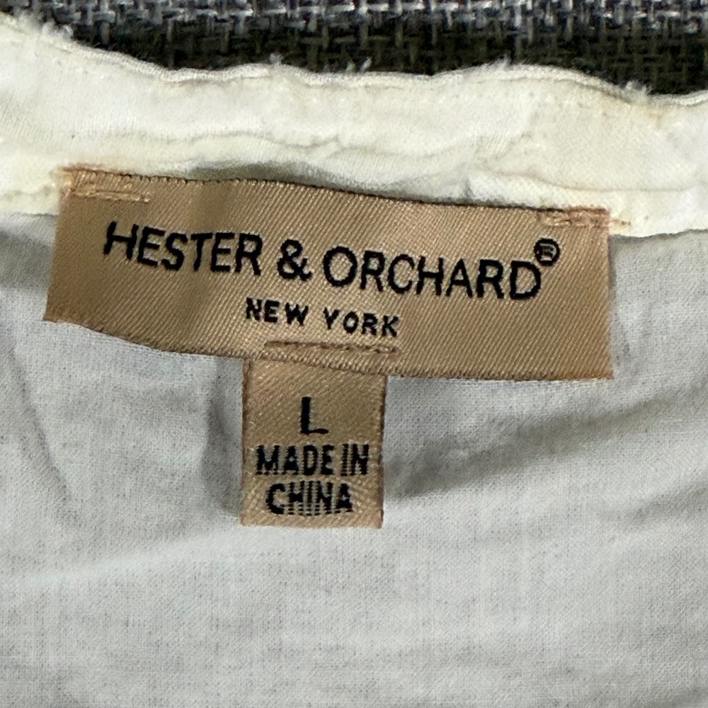 Hester & Orchard Floral Eyelet Blouse Women Large White Pintuck Boho Cottagecore - Picture 11 of 13